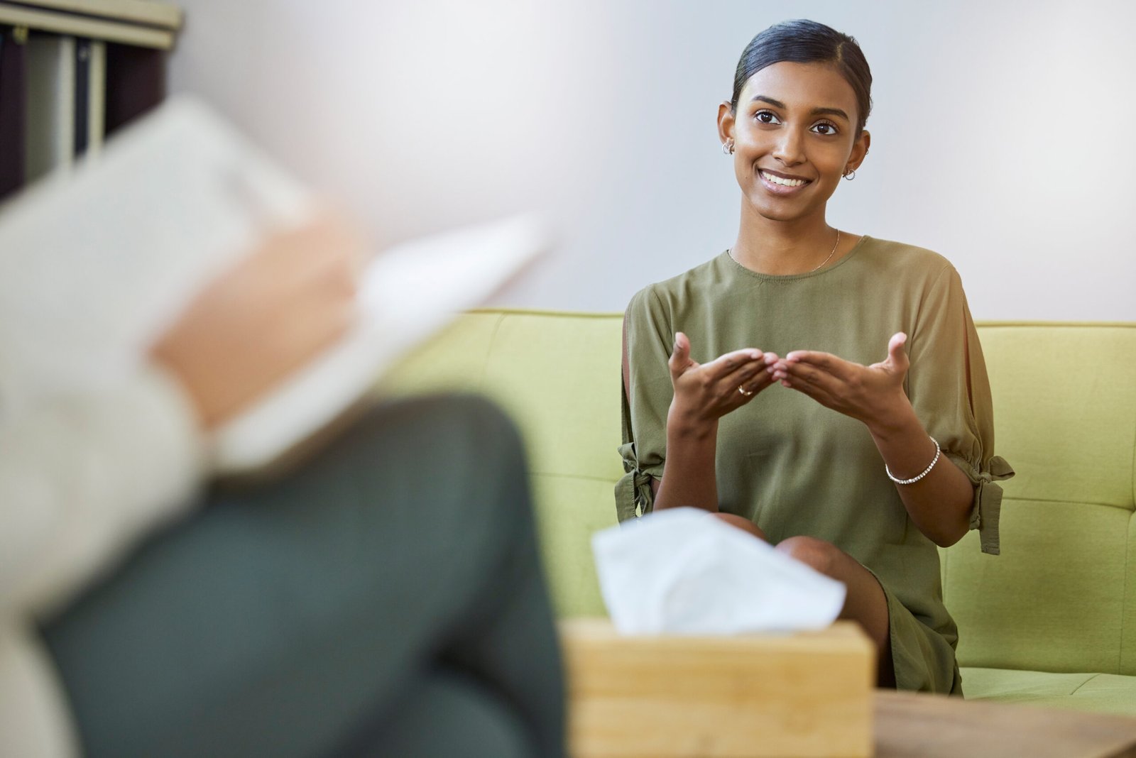 Clinician welcoming a new client at Brain Mind Healing Center